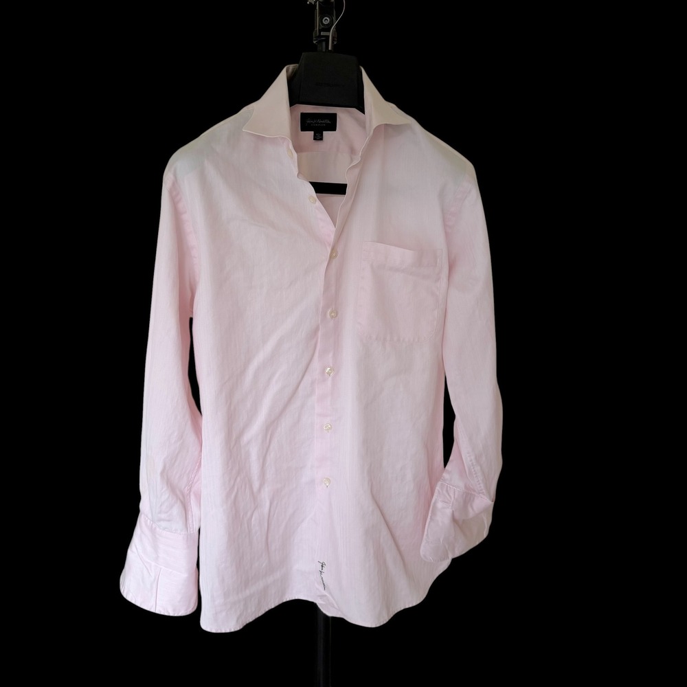 John W Nordstrom Signature Pink Egyptian Cotton Dress Shirt 15.5 32 Tailored Fit